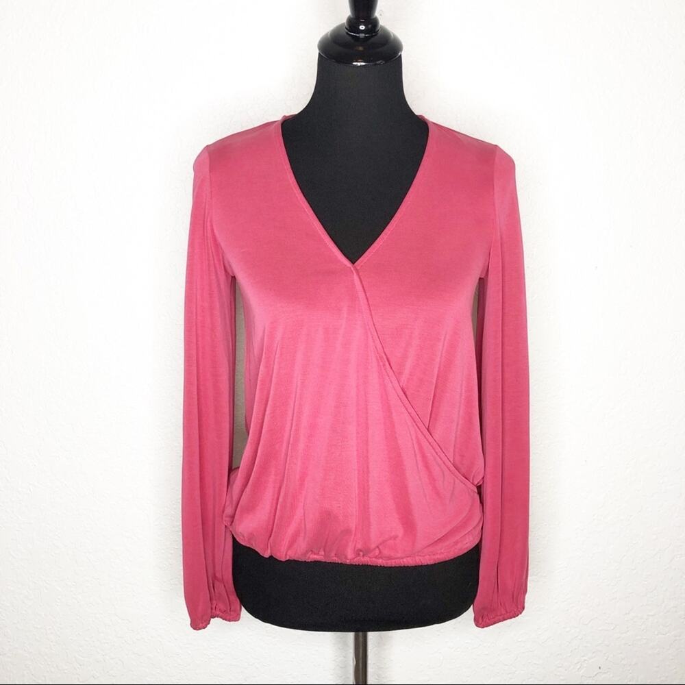 Sunday in Brooklyn bright pink faux wrap top size XXS